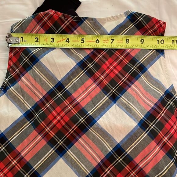 J. Crew Tartan Plaid Bow Shoulder Sleeveless Top Womens Size 2 Christmas Holiday - Picture 6 of 9